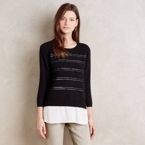 Anthropologie Angel of the North Layered Dovie Black Pullover